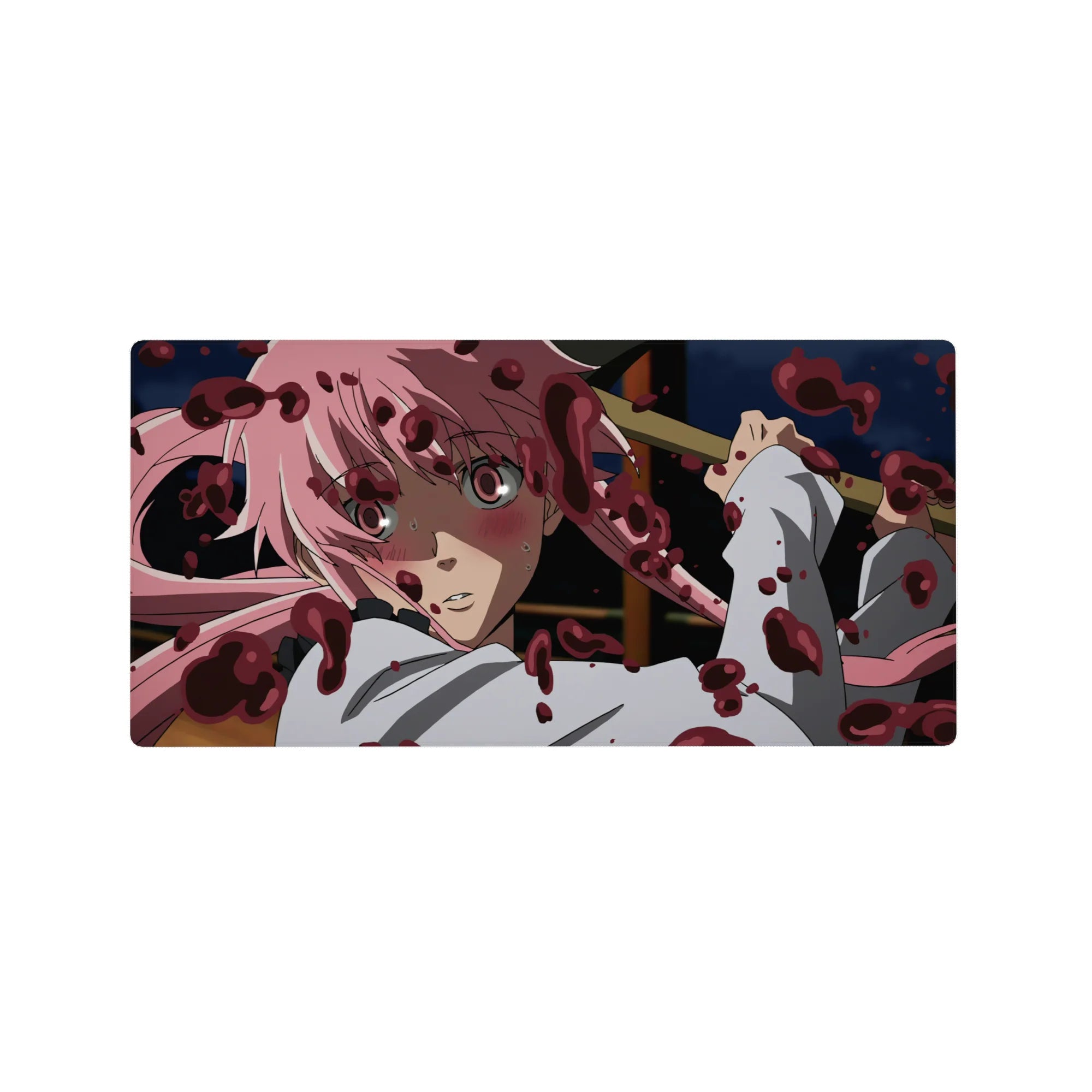 Anime girl mouse pad 32x16 inches with bold yandere artwork, smooth tracking, crisp detailed print.