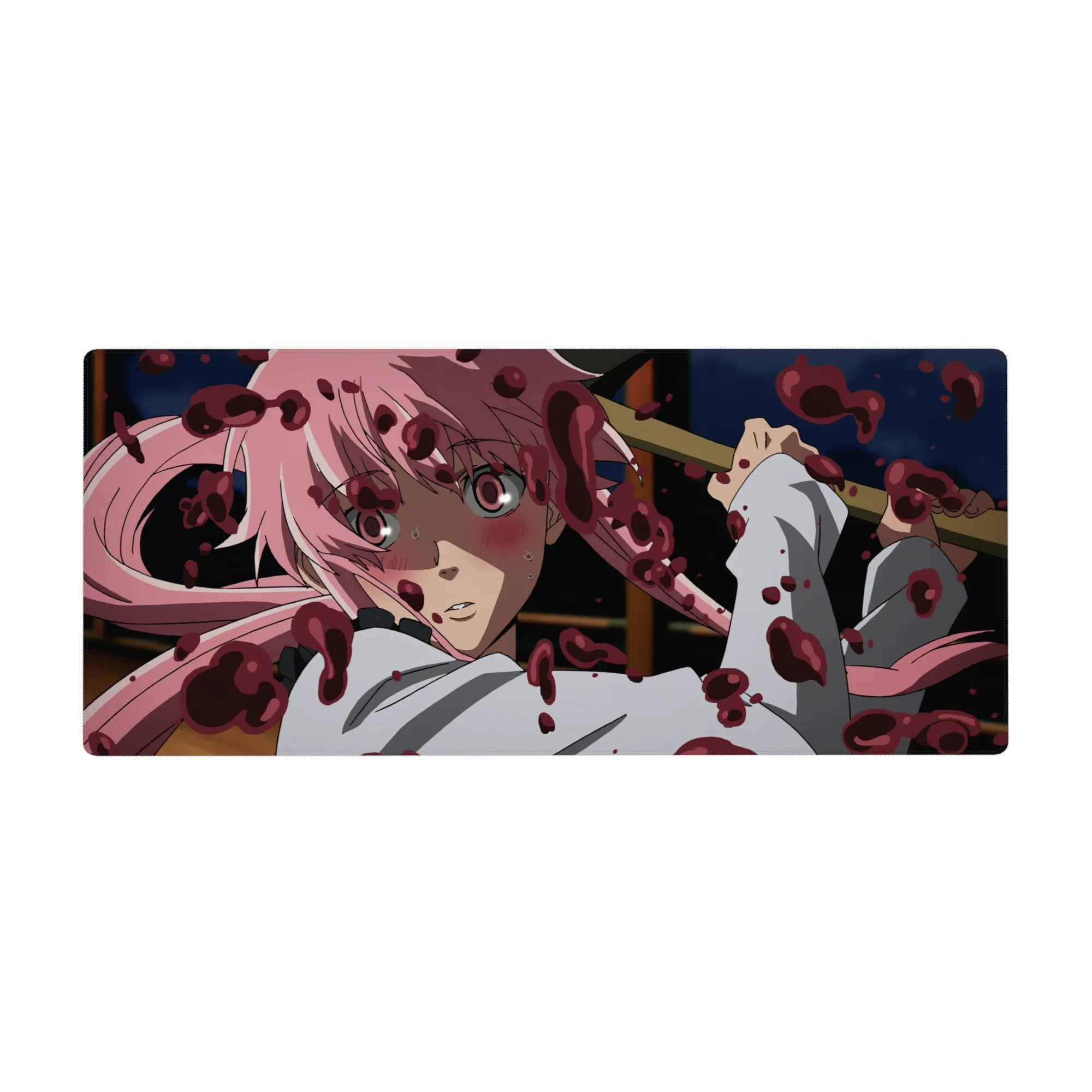 36x16 inches anime girl desk pad with pink-haired yandere art, bold print and smooth mouse tracking.