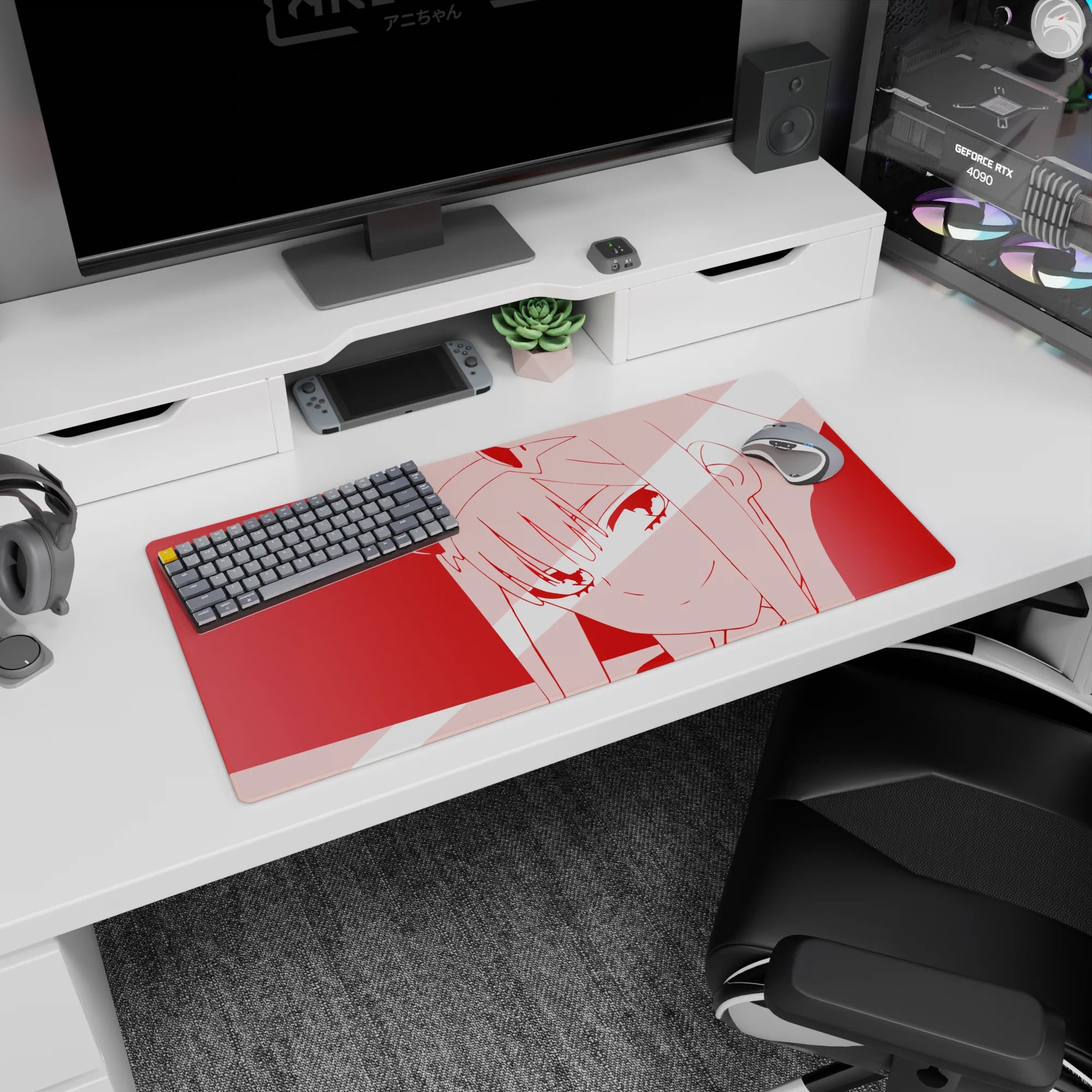 Darling In The Franxx - Anime Mouse Pad and Desk Pad - Zero Two Crimson Glitch - AniChan