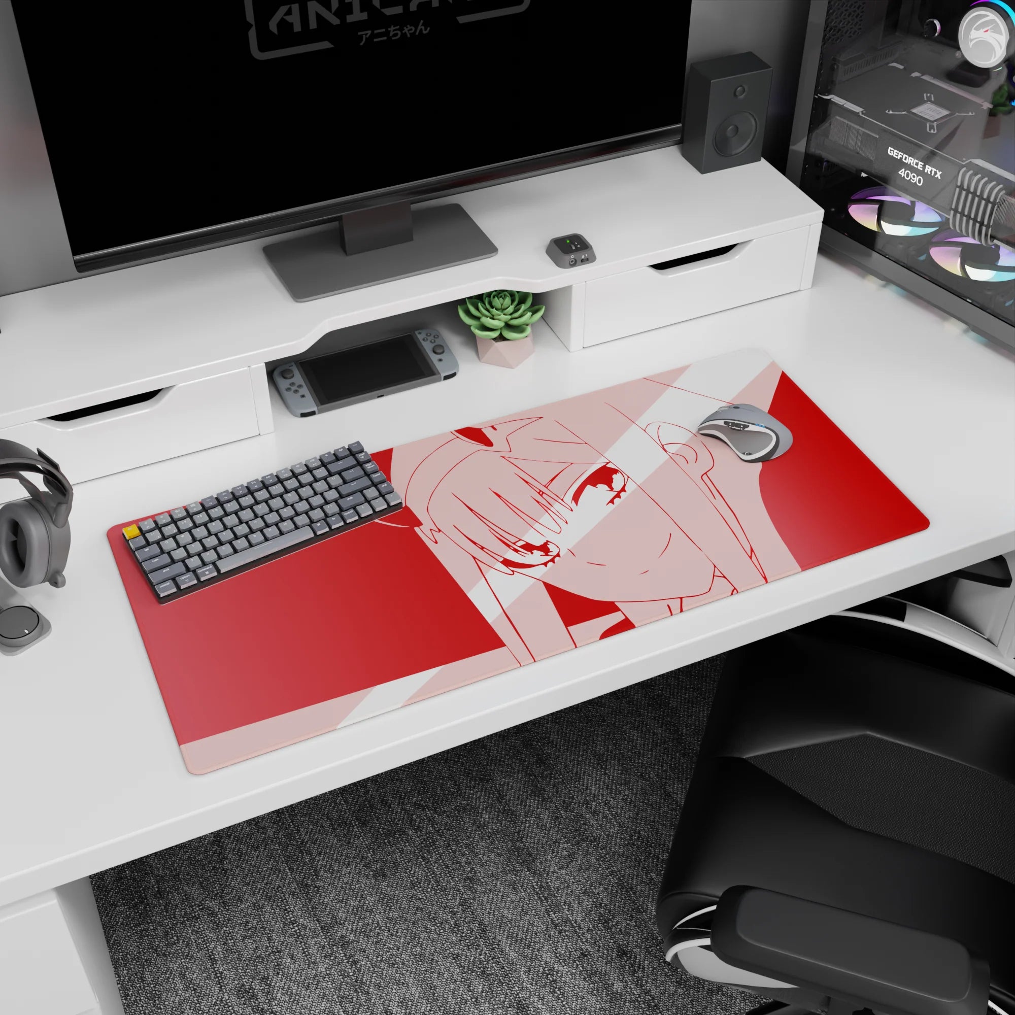 Darling In The Franxx - Anime Mouse Pad and Desk Pad - Zero Two Crimson Glitch - AniChan