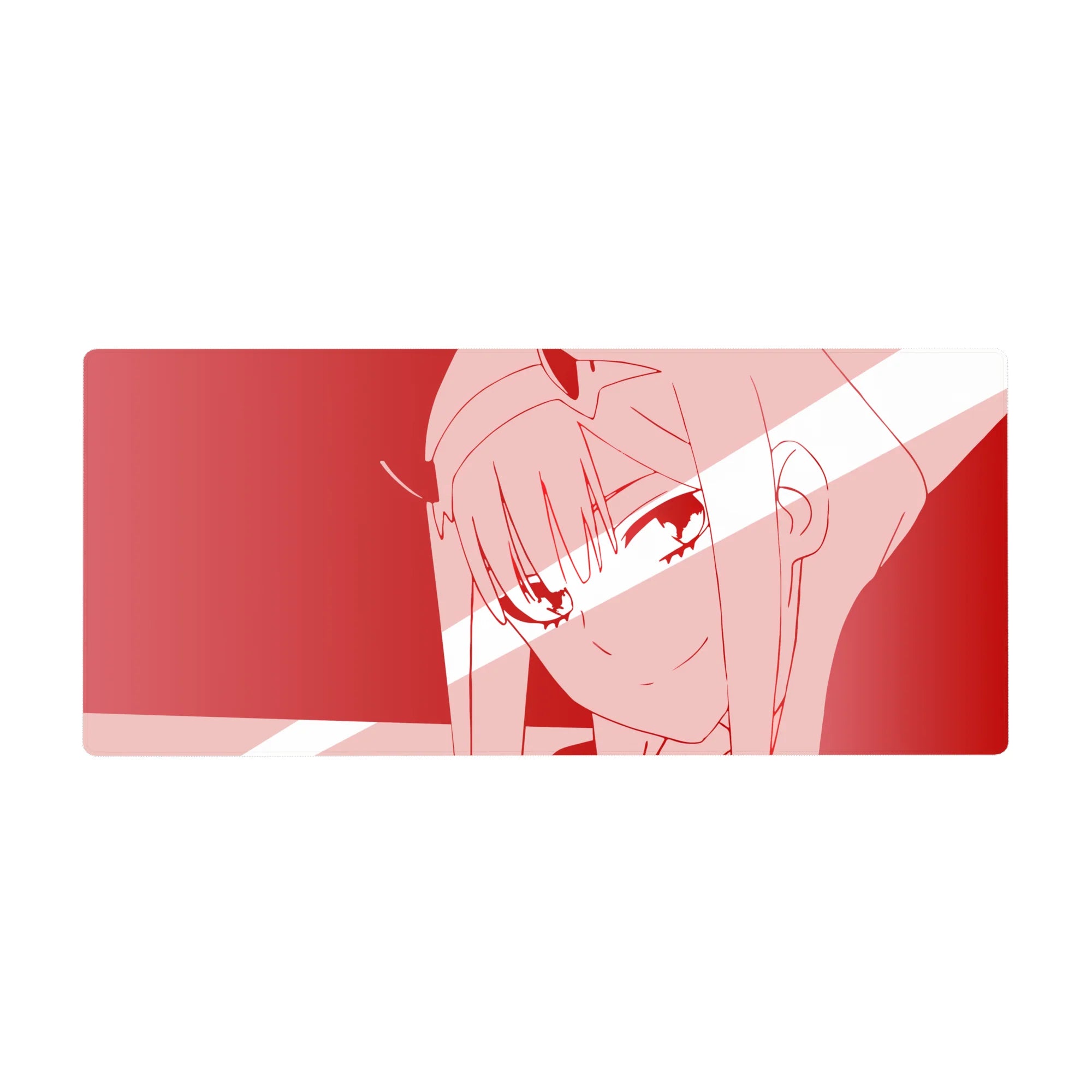 Zero Two Crimson Minimalist Mouse Pad 36x16 with red theme for immersive focus and fan inspiration