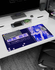 32x16 inches Mai Sakurajima (桜島 麻衣) bunny-girl mouse pad, flirty pose, flowing hair line art on navy.