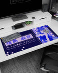 Mai Sakurajima bunny-girl pose anime desk pad 36x16 inches, flowing hair line art and cheeky charm.