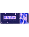 32x12 inches anime girl mouse pad with bunny-girl design, diamond checker accents, and Japanese text panel.