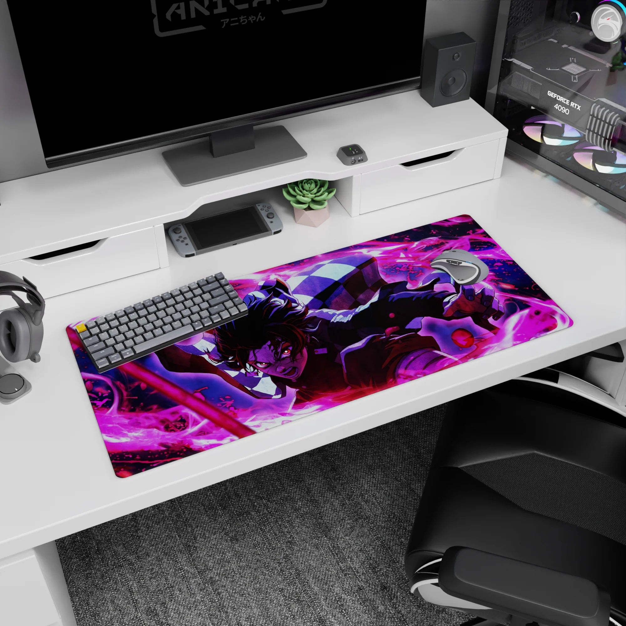 Demon Slayer Deskmat | Mousepad | Deskpad - Crimson Blade Fury - AniChan