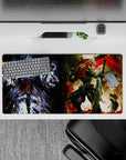 Anime mouse pad 32x16 inches with Ainz Ooal Gown from Overlord and Goblin Slayer from Goblin Slayer, vivid and intense.