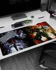 Anime desk pad 40x20 inches featuring Ainz Ooal Gown from Overlord and Goblin Slayer from Goblin Slayer, vivid design.