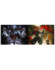 Anime mouse pad 32x12 inches featuring Ainz Ooal Gown from Overlord and Goblin Slayer from Goblin Slayer, vivid design.