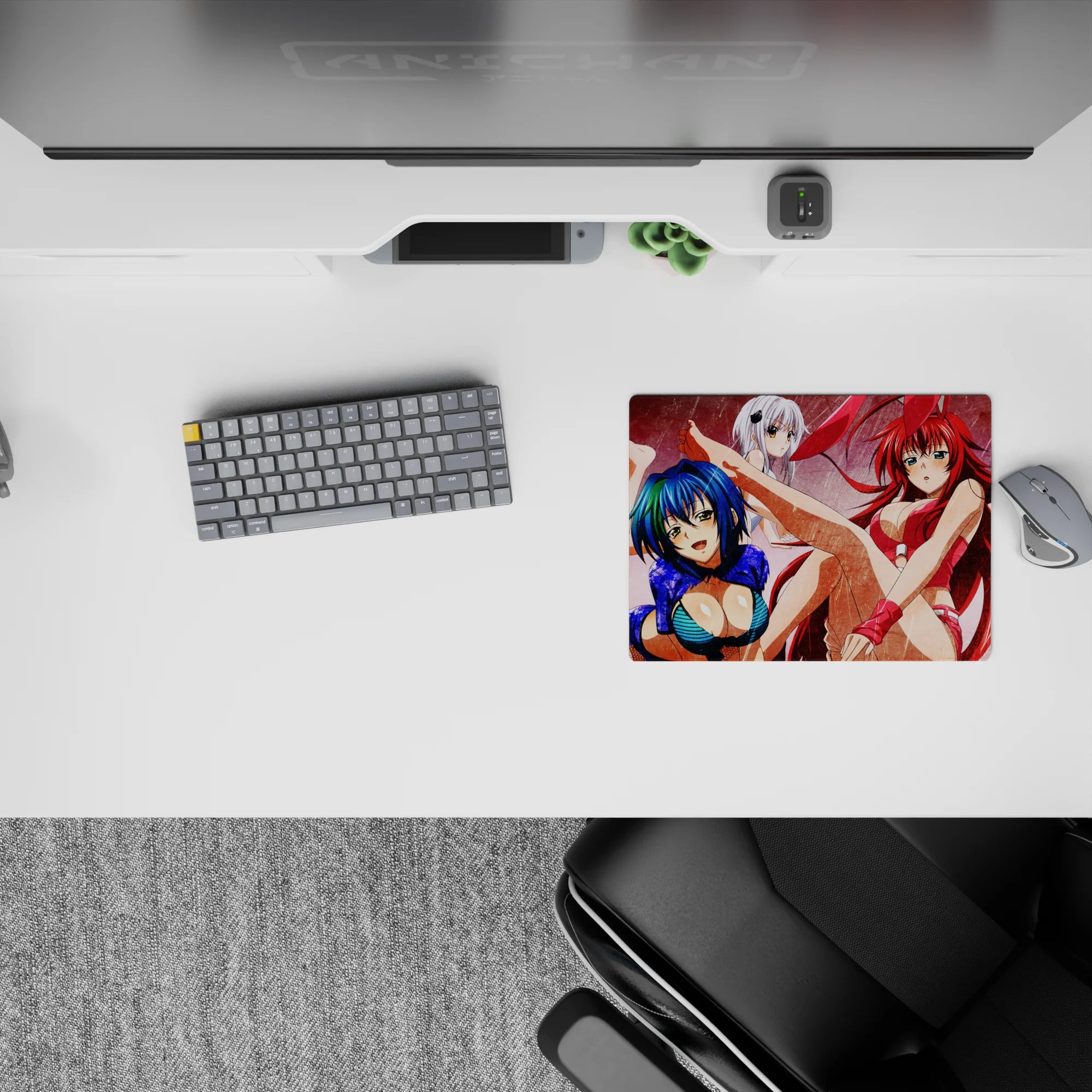 Anime mouse pad 14x10 inches featuring Rias in red bunny suit, with Irina, Asia, and Akeno from High School DxD.