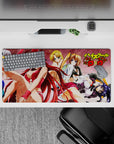 Anime mouse pad 32x16 inches with Rias, Irina, Asia, and Akeno from High School DxD in dynamic poses and grunge style.
