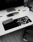 32x12 inches desk mouse pad showing a smiling anime girl with flowing hair and gem detail on her chest.