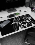 Close-up anime girl desk pad 40x20 inches featuring shining eyes, soft smile, and chest gem detail.