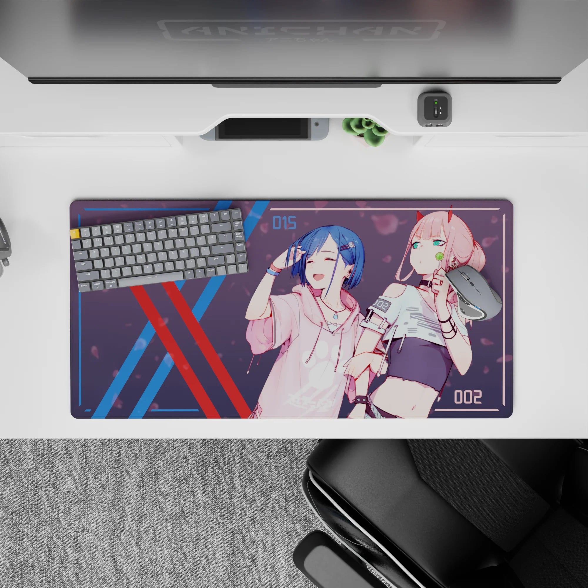 Darling In The Franxx - Anime Mouse Pad and Desk Pad - Zero Two &amp; Ichigo Urban XX - AniChan