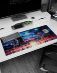 Sword Art Online desk pad, 36x16 inches, featuring legends under a vibrant sky of blues and golds, ready for adventure.