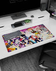 Honoka, Umi, and Kotori in a crowded idol group hug on an anime girl mouse pad, 32x16 inches.