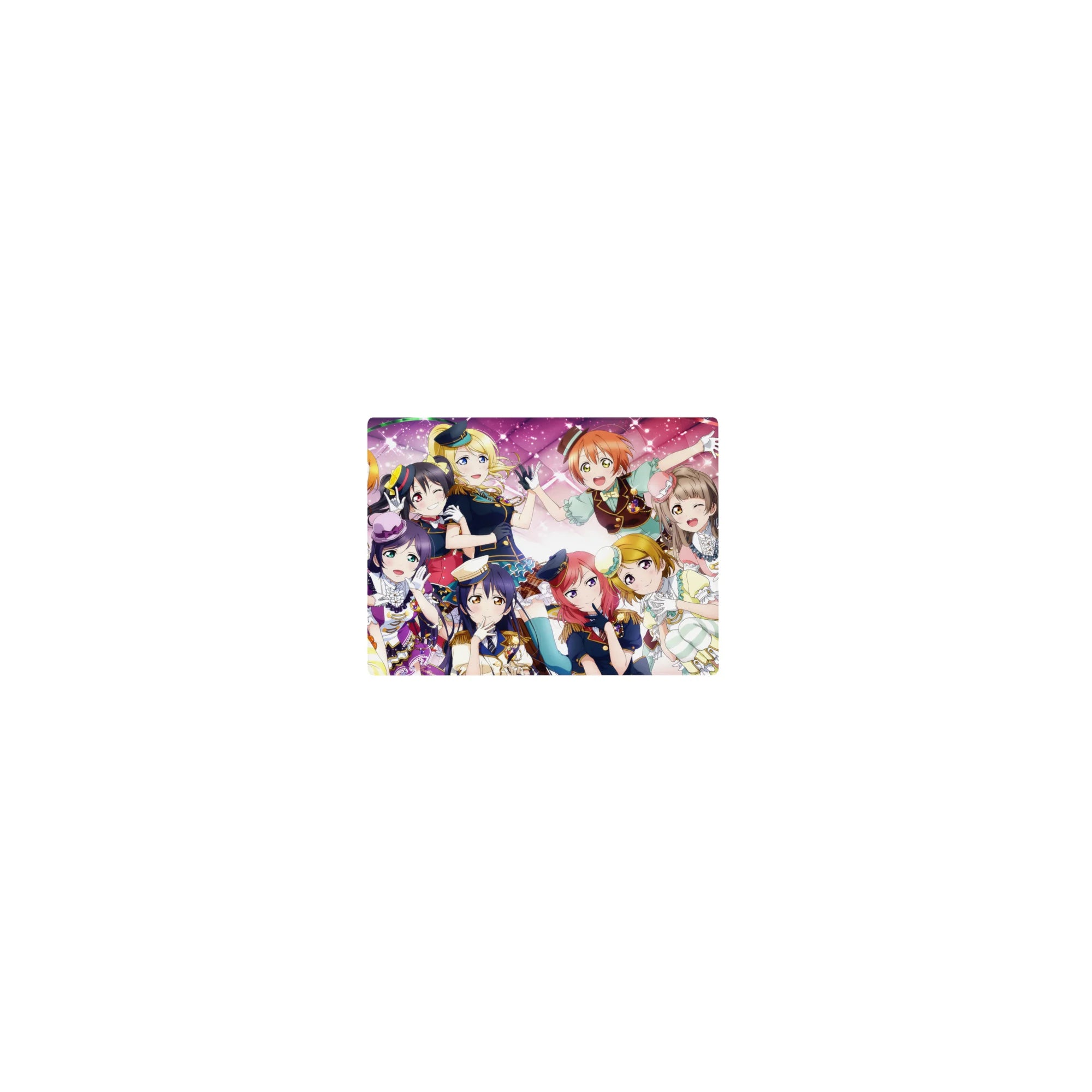 Love Live School Idol Project anime girl group hug mouse pad, 14x10 inches.