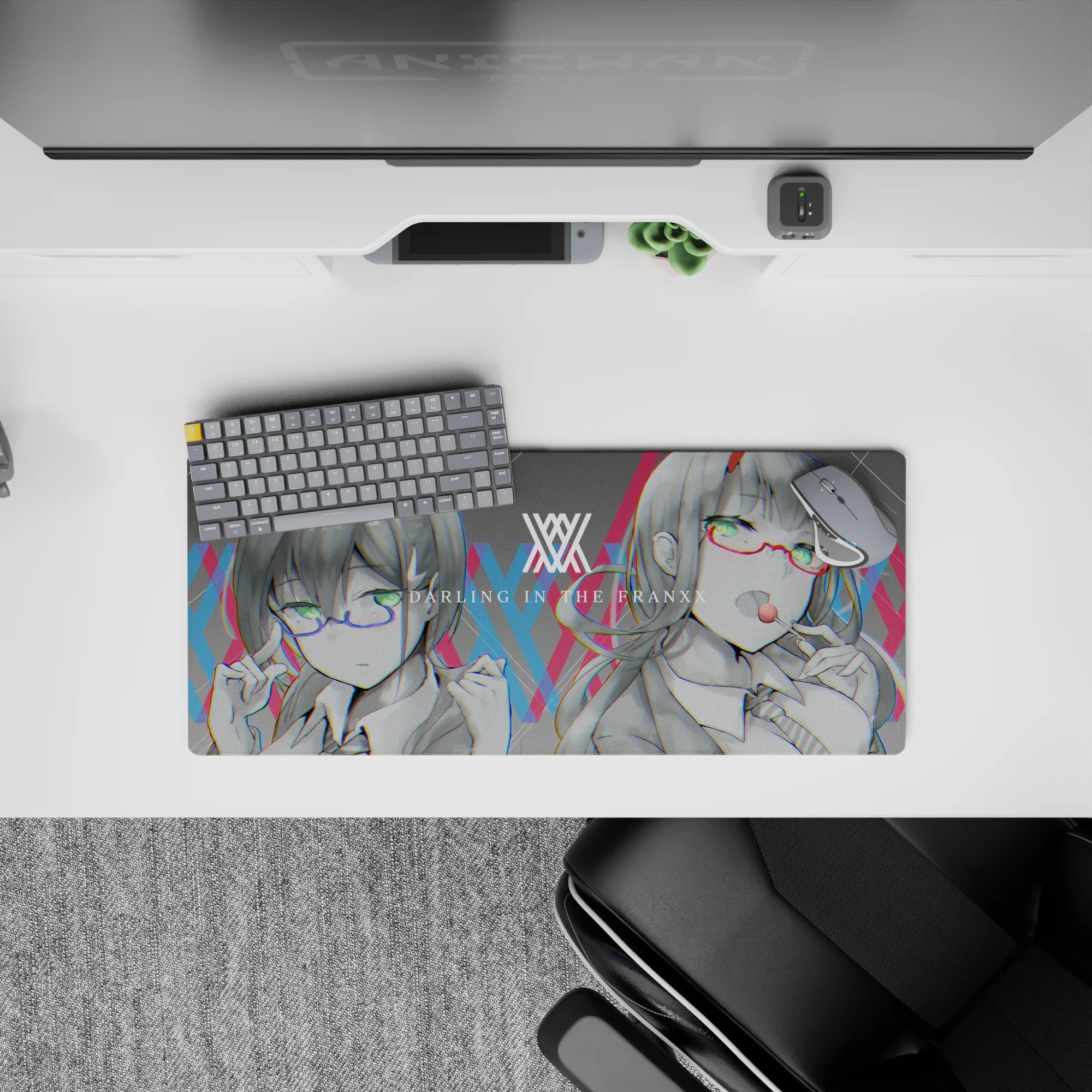 Darling In The Franxx - Anime Mouse Pad and Desk Pad - Zero Two &amp; Ichigo Cyber Glitch - AniChan