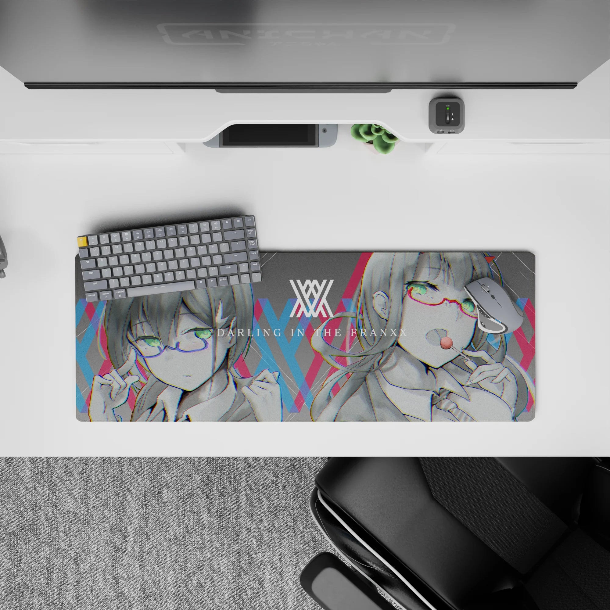 Darling In The Franxx - Anime Mouse Pad and Desk Pad - Zero Two &amp; Ichigo Cyber Glitch - AniChan