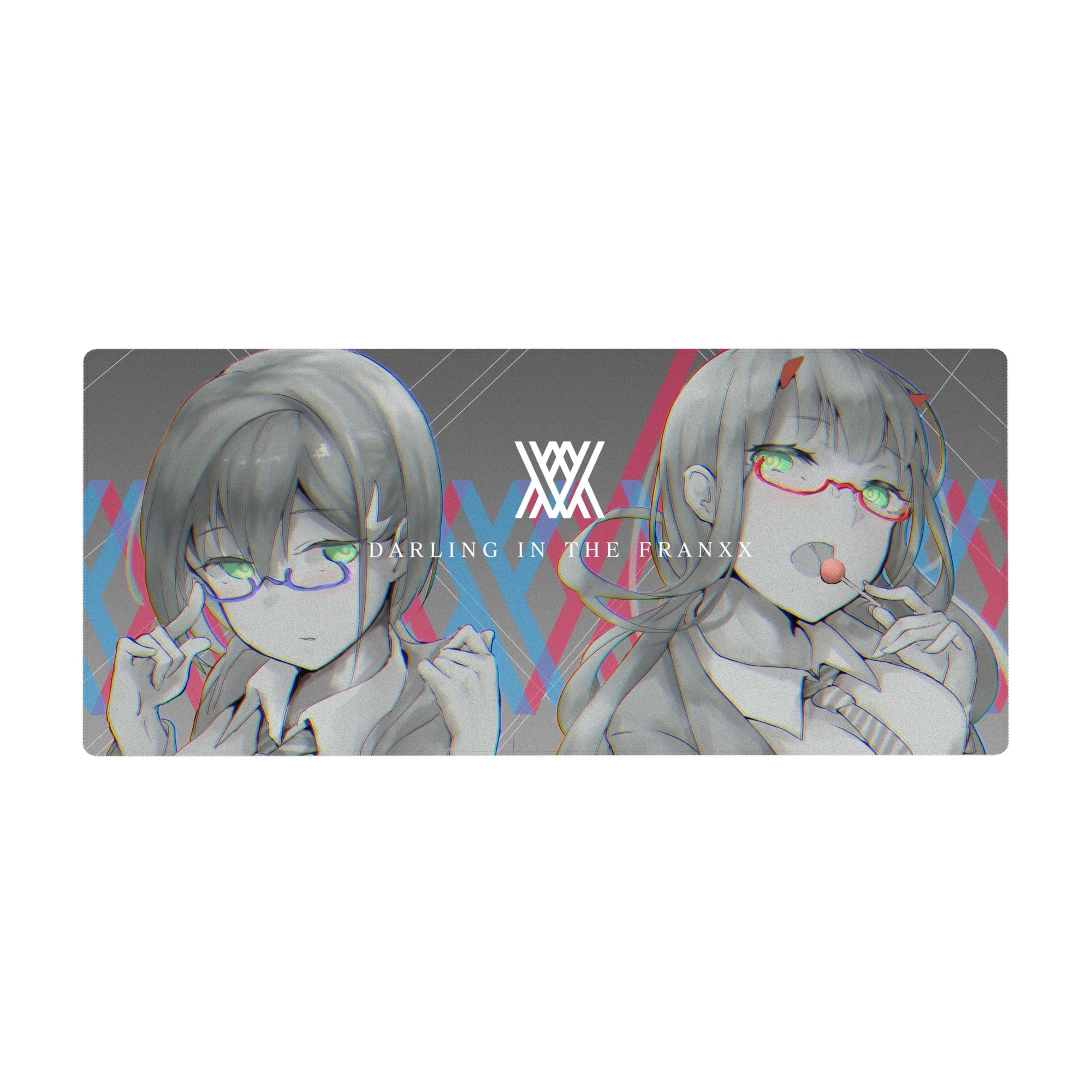 Darling In The Franxx - Anime Mouse Pad and Desk Pad - Zero Two & Ichigo Cyber Glitch - AniChan