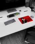 Itachi Uchiha 14x10 inches anime mouse pad, Naruto Akatsuki design with crows cutting across a red scene.