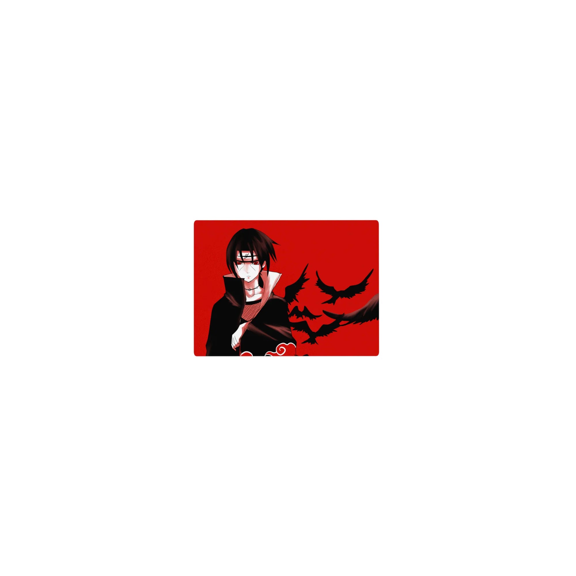 Classic anime mouse pad 14x10 inches with red backdrop, black crows, and Akatsuki-inspired ninja art.