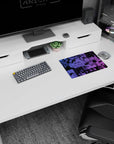 14x10 inches classic anime mouse pad showing shadowy faces, surreal cat gaze, and jagged comic frames.