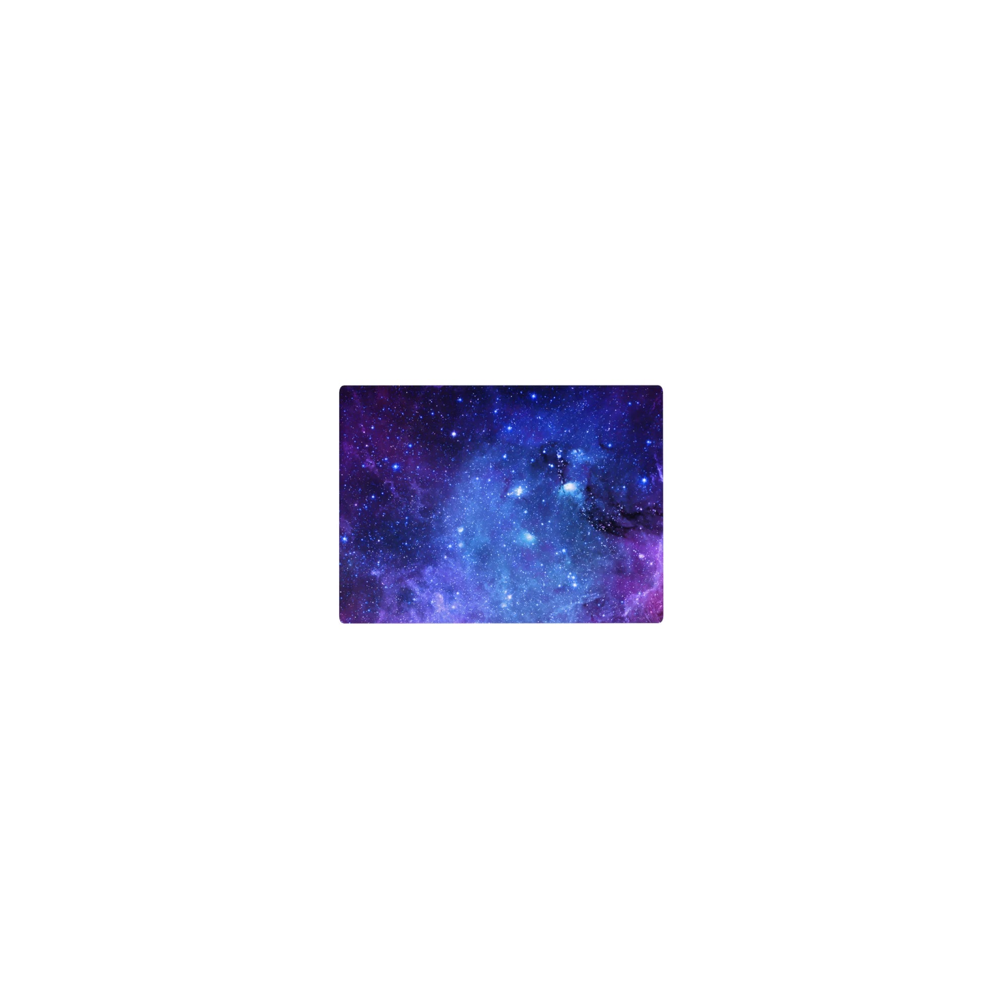 Galaxy nebula print mouse pad, classic 14x10 inches, with swirling clouds and tiny stars.
