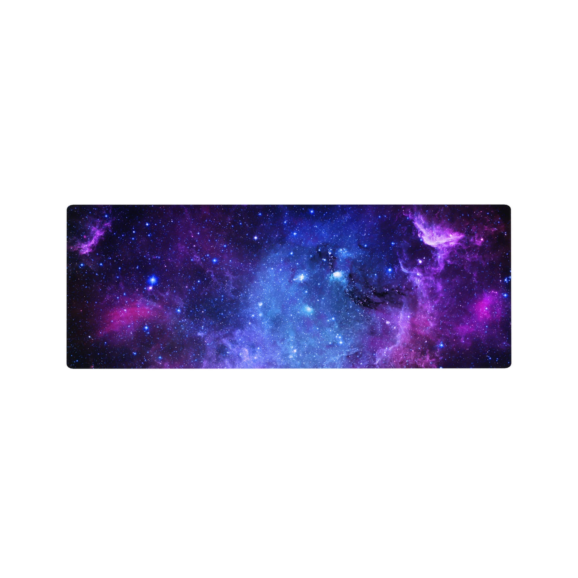 Galaxy nebula starfield desk mouse pad, extended 32x12 inches for keyboard and mouse.