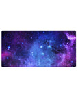 Galaxy nebula desk mouse pad 32x16 inches with swirling clouds, inky depth, and tiny star specks.
