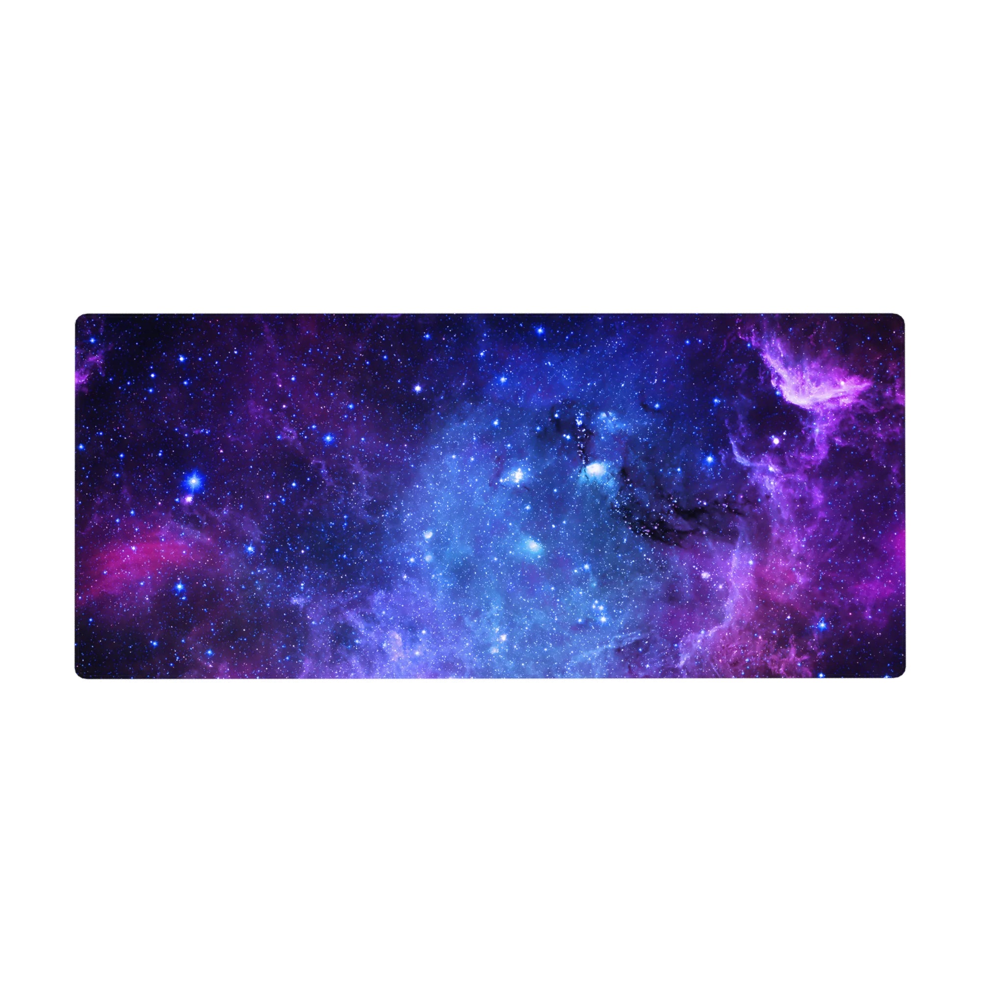 Galaxy nebula starfield desk pad mouse pad, 36x16 inches, smooth surface for work and gaming.