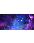 Galaxy nebula starfield desk pad mouse pad, 36x16 inches, smooth surface for work and gaming.