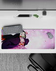 Anime mouse pad 32x12 inches featuring Nezuko from Demon Slayer amidst pink sakura petals, embodying determination and grace.
