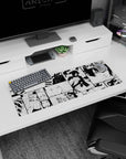 32x12 inches Naruto mouse pad featuring Naruto, Sasuke, Sakura, and Madara in sharp black-and-white panels.