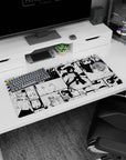 32x16 inches Naruto mouse pad featuring Naruto, Sasuke, Sakura, and Madara in sharp black-and-white panels.