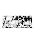 28x12 inches anime mouse pad with black-and-white Naruto manga collage panels and bold ink line art.