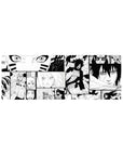32x12 inches anime mouse pad with black-and-white Naruto manga collage panels and bold ink line art.