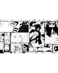 40x20 inches anime desk pad with black-and-white manga collage panels and bold ink screentone art.