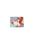 Classic anime girl mouse pad 14x10 inches, school uniform design with bow and clean line art.