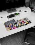 28x12 inches anime mouse pad with Soma in headband and apron holding a tray as friends steal bites.