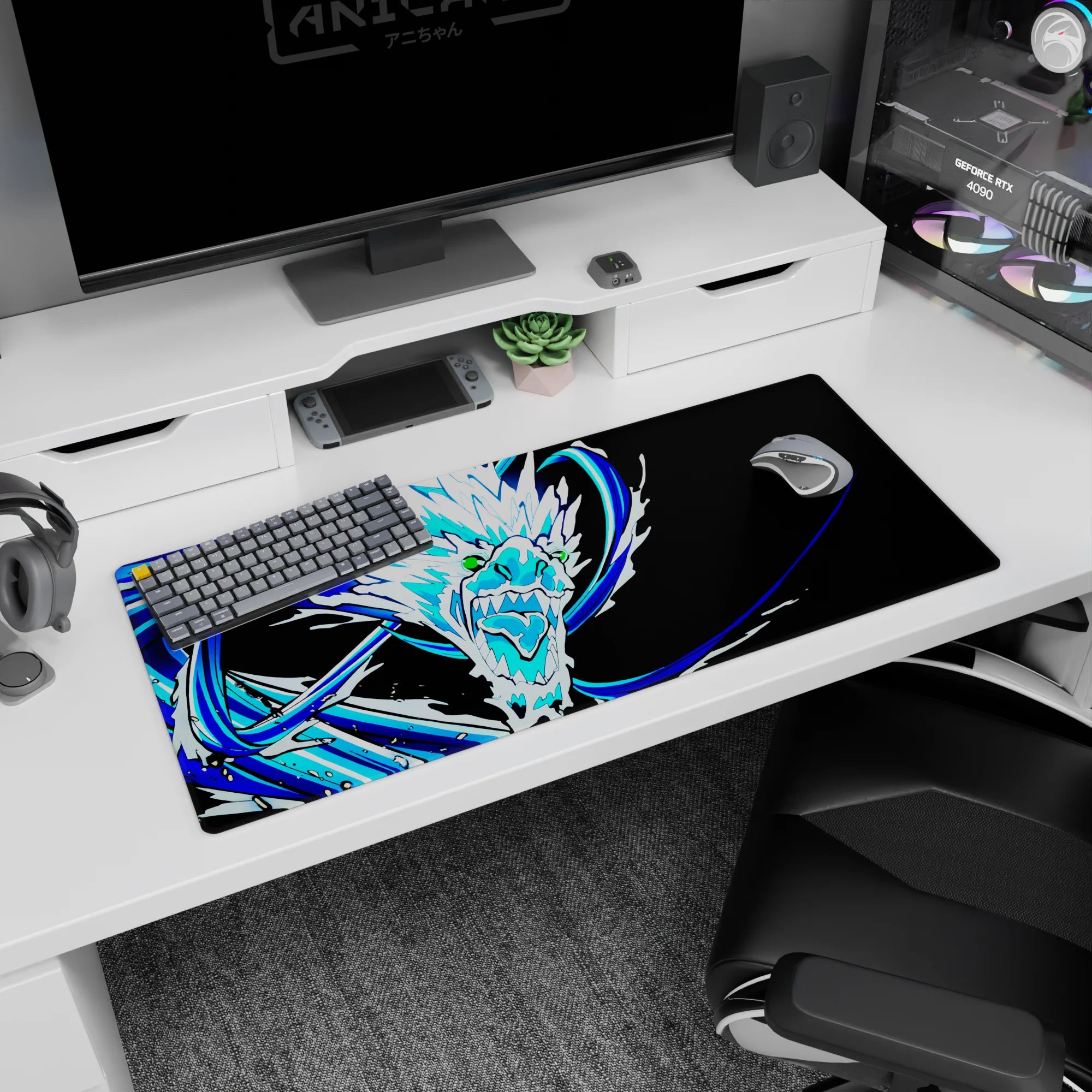 Demon Slayer Deskmat | Mousepad | Deskpad - Icy Dragon Fury - AniChan