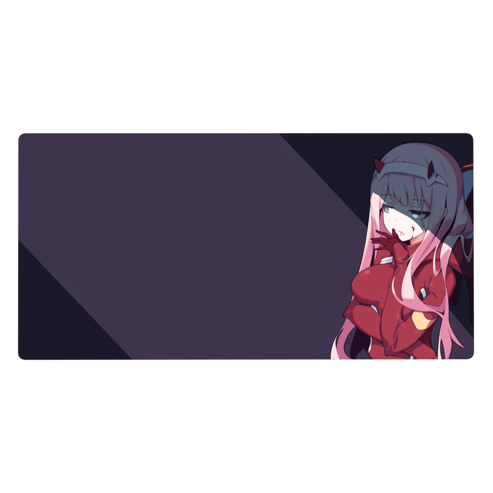 Zero Two Shadow Command Mouse Pad 40x20 featuring fierce energy and a deep, moody aesthetic for an intense anime-inspired look