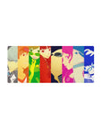 Anime mouse pad 28x12 inches featuring Persona 4 Golden characters: Yu, Chie, Naoto, in vivid, bold color blocks.