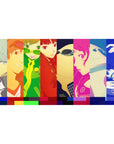 Anime desk pad featuring Persona 4 Golden characters in vibrant color blocks, 40x20 inches, ideal for gaming setups.