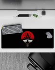 32x12 inches anime mouse pad in black and blood-red, dark moody vibe with crisp white ring accents.