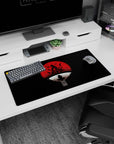 32x16 inches Itachi Uchiha Naruto mouse pad featuring him perched in a calm crow pose under a red moon.