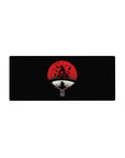 28x12 inches anime mouse pad with crow-silhouette ninja under a red moon, crisp ring and hills design.