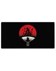 32x16 inches anime mouse pad with crow-silhouette ninja on black, red moon, white ring, and hills.