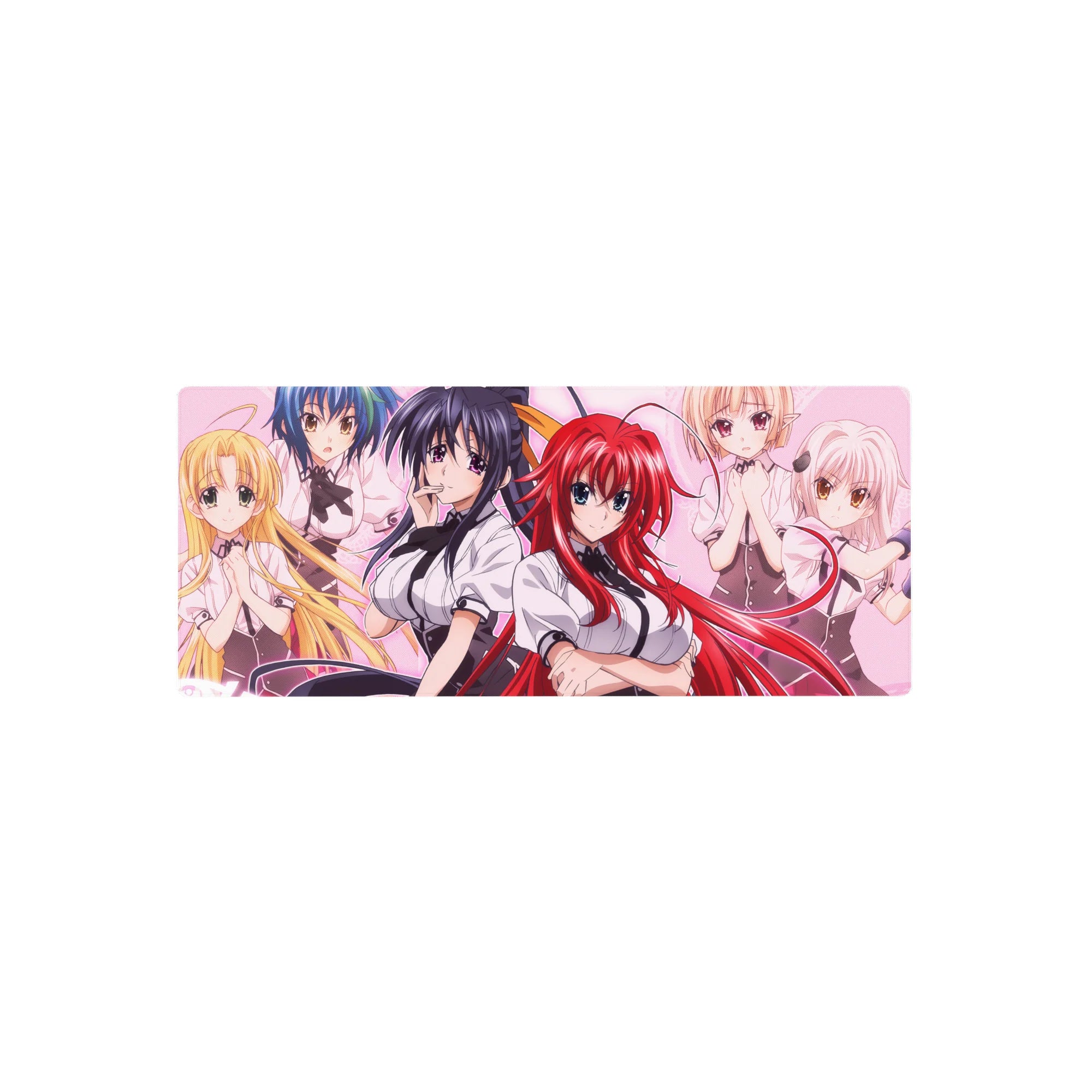 High School DxD anime mouse pad 28x12 inches featuring Rias and Koneko in vibrant, contrasting pastel shades.
