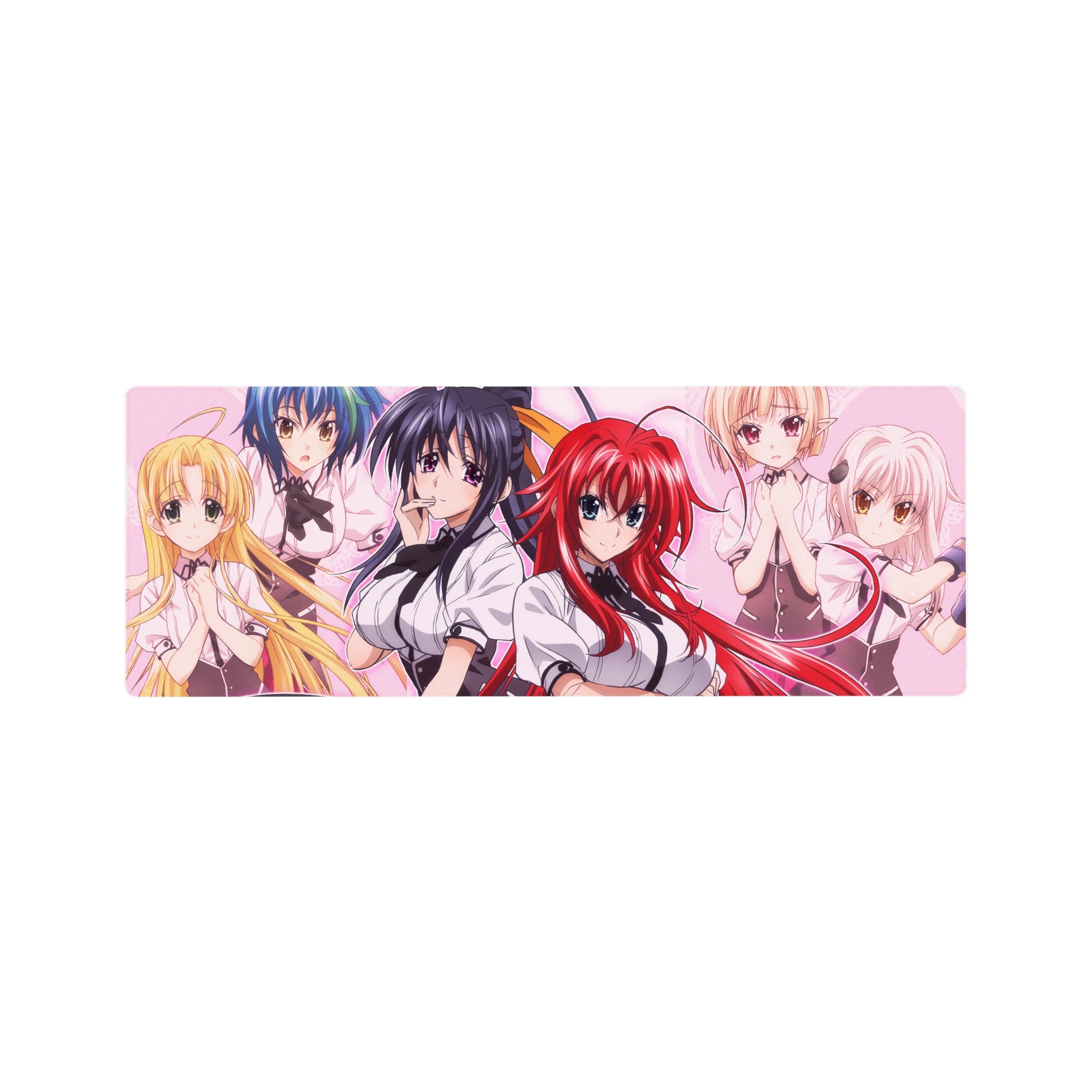 High School DxD anime mouse pad, 32x12 inches, features Rias and Koneko with vibrant colors and manga-style shading.