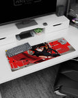 32x12 inches anime girl mouse pad featuring Ryuko Matoi with a giant red scissor blade in a dynamic attack pose.